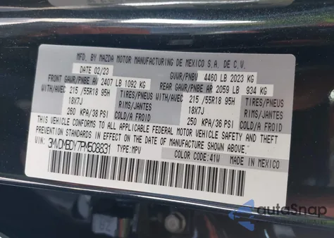 2023 Mazda Cx-30 2.5 Turbo Premium из США, поврежденный, VIN 3MVDMBDY7PM508831